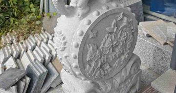 广州芝麻白抱鼓石 庭院抱鼓石