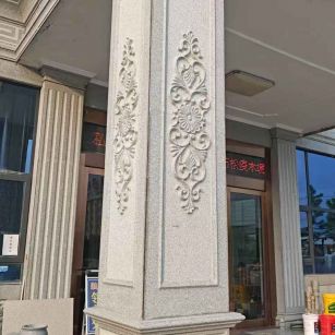 广州芝麻白别墅雕刻柱子  黄金麻