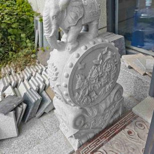 广州芝麻白抱鼓石 庭院抱鼓石