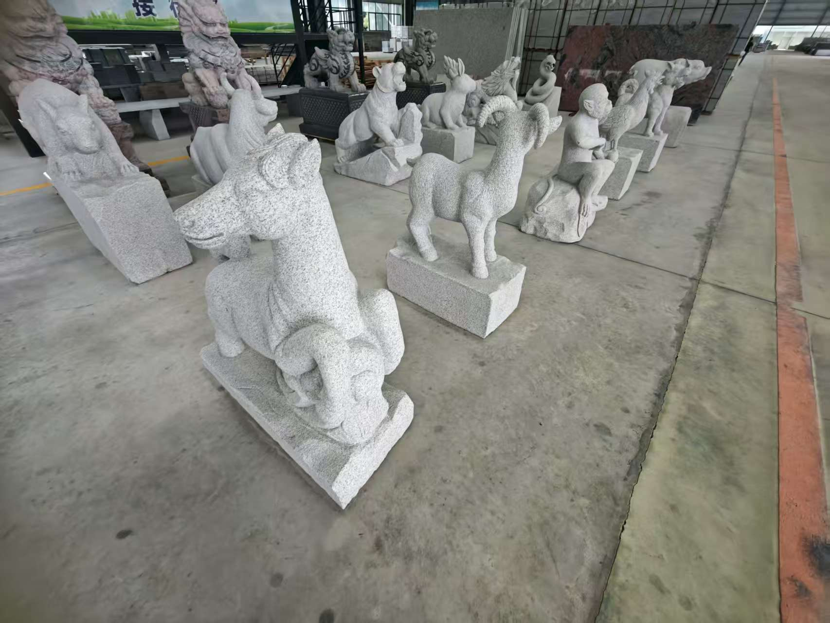 广州芝麻白雕刻 十二生肖 异形雕刻