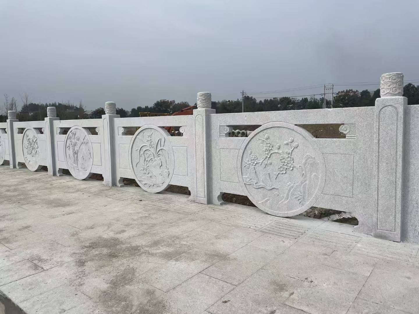 广州芝麻白河道栏杆 石材栏杆